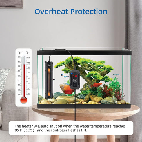 hygger 300W Aquarium Heater - Quartz Fish Tank Heater with LED Digital Display Thermostat for 40-80 Gallon Tanks