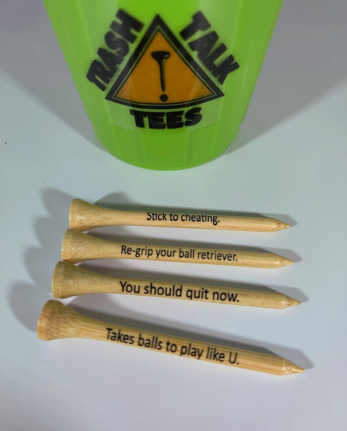 Trash Talk Golf Tees - Pack of 50 Bamboo 2 3/4" Golf Tees with Funny Messages