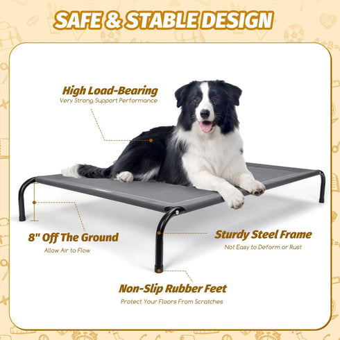 Nobleza Raised Dog Cot Bed for Small Medium Dogs, Outdoor Elevated Pet Bed, Washable Dog Chair, 34.3"X 25.6", Grey, M