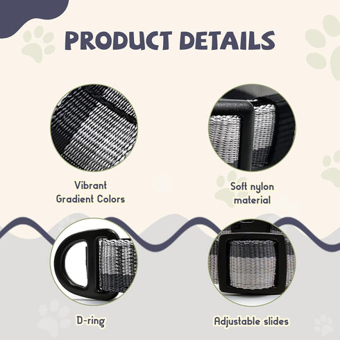 Gradient Color Dog Collar, Adjustable for Medium Dogs, Quick Release Buckle, Durable Breathable & Fade Resistant,