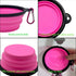 Small Collapsible Dog Bowl, 12oz, 2 Pack Portable and Foldable Pet Travel Bowls with 2 Carabiners & Lids (Purple+Pink)