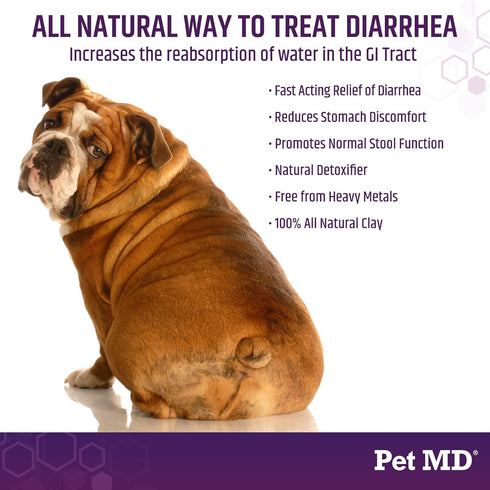 Pet MD Stool-Fix - 100g Powdered Clay Anti Diarrhea Treatment for Dogs & Cats, Promotes Normal Stool Relief