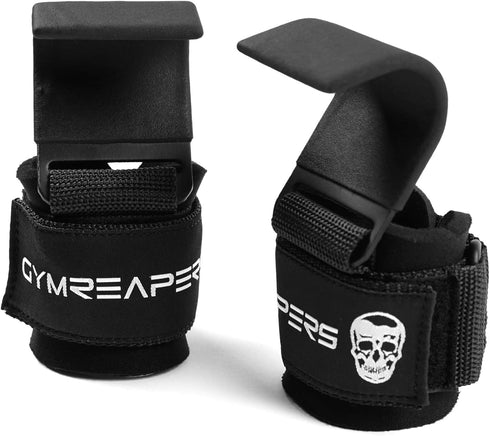 Gymreapers Weight Lifting Hooks (Pair), Heavy Duty Power Wrist Straps for Deadlifts, Pull Ups, Gym Gloves