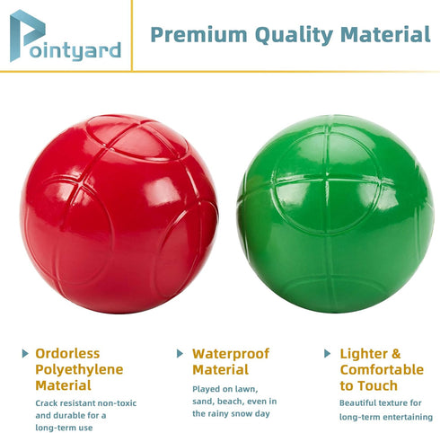 100mm Set, Set 8 Balls/1 Pointyard Bocce Ball Regulation Bocci Ball with PE Bocce Pallino/Carrying Bag/Measuring Tape