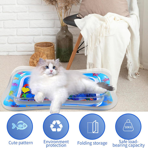 2 Pack Water Sensory Play Mat for Cat, Upgraded Thickened Dog Water Play Mat with PVC Scratch, Anti-Scratch Design Pet