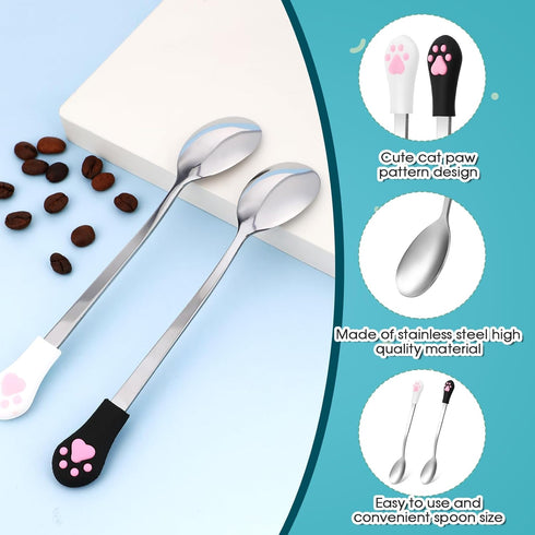 QfwdfcTrenz 2 Pcs Dog Cat Spoon Wet Food Storage Pet Feeder Small Spoon Pet Can Spoons Stainless Steel Can Scoop Long