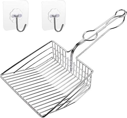 Jumbo Cat Litter Scoop Metal, Solid Metal Sifter with Holder, Cat Urine Scoop, Litter Scooper Holder