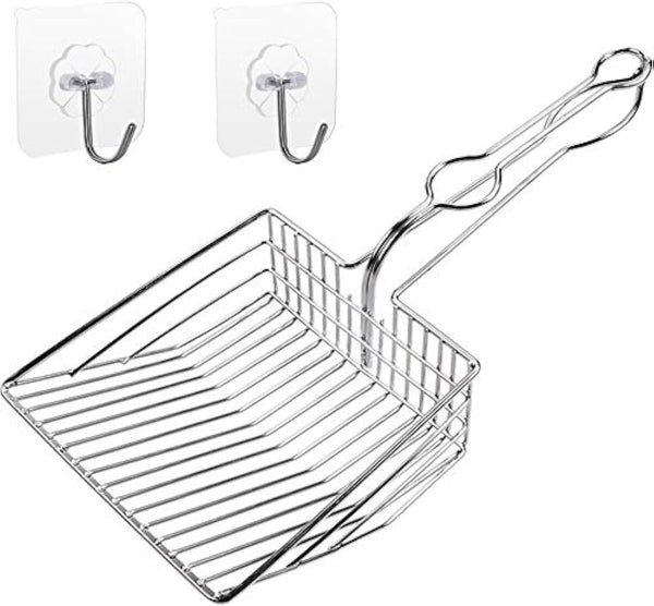 Jumbo Cat Litter Scoop Metal, Solid Metal Sifter with Holder, Cat Urine Scoop, Litter Scooper Holder