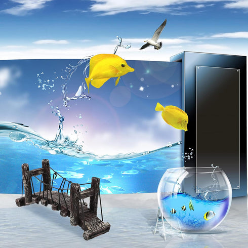 POPETPOP Aquarium Resin Bridge Fish Tank Bridge Landscape Decor Guppy Betta Fish Shrimps Hideout Bridge Tank Turtle Climbing Bridge Platform Ornament
