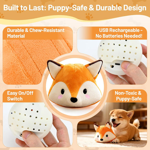 Interactive Fox Puppy Toy for Anxiety & Boredom Relief - Automatic Self-Moving, Bouncing & Vibrating with Sound