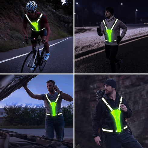 LED Reflective Vest Running Gear, Light Up Rechargeable Safety Night Running Gear for Walking, Running, Cycling