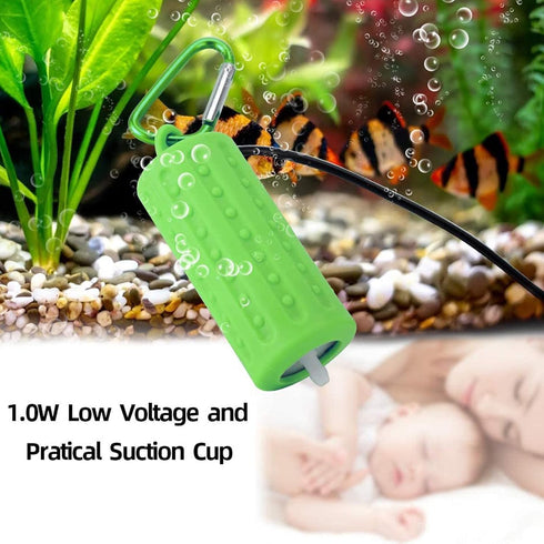 Aquarium USB Air Pump, Ultra Quiet Nano Air Pump for Fish Tank with Hanging Buckle (Green)