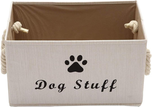 Geyecete Large Fabric Storage Bins, Collapsible Cube Basket for Dog Apparel & Accessories, Beige