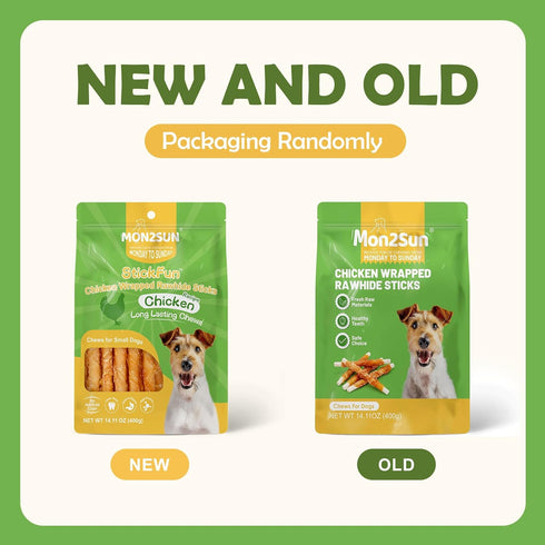 MON2SUN 5 Inch 14.11 oz) Dog Treats, Rawhide Twist Chicken Hide Sticks, Suitable for Puppy and Small Dogs, (Chicken