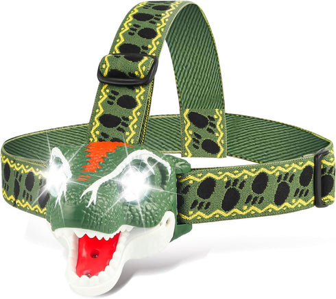 TIGTECGAME Dinosaur Headlamp - T-Rex LED Flashlight for Kids, Camping Gear, Gift for Toddlers, Boys, Girls, Adults