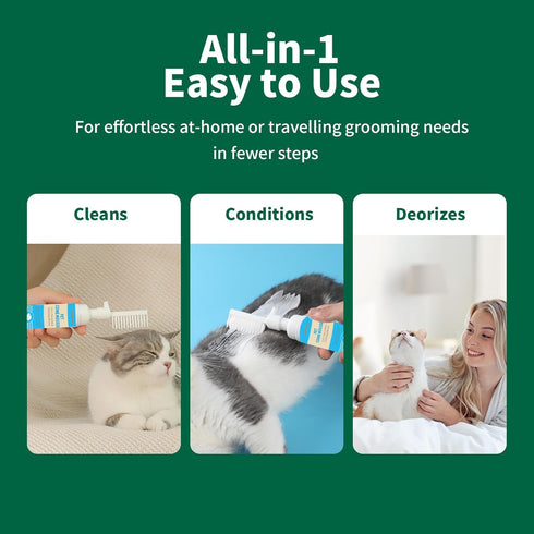 Fabullciso 2-in-1 Pet Grooming Kit, Gentle Comb and Waterless Cleaning Mousse for Dogs and Cats, No-Rinse Foam