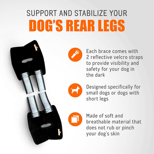 NeoAlly Cat and Dog Ankle Brace Pair, Canine Rear Leg Hock Support, Safety Reflective Straps, S Pair
