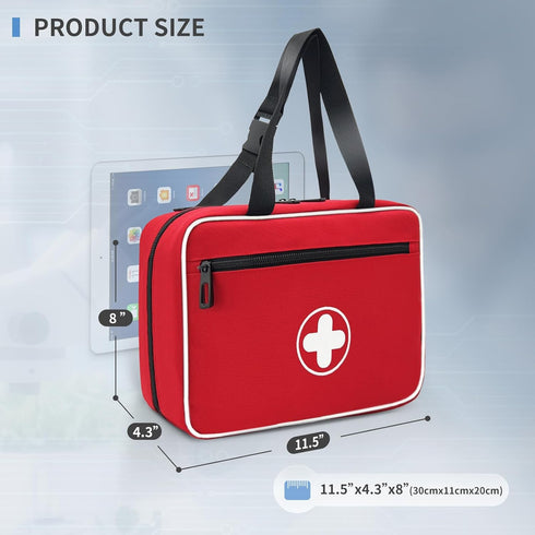 MELINON Portable First Aid Bag, Empty Emergency Trauma Kit with Reflective Strips, Multi-Compartment Medical Organizer