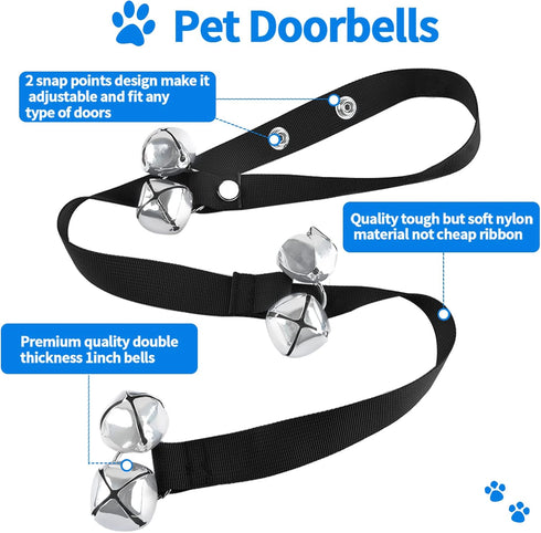 2 Pack Dog Doorbells, Pet Training Bells for Potty Training and Communication Device, Adjustable Strap Door Bell
