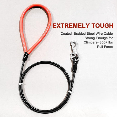 Chew Proof Heavy Duty Leash for Dogs Up to 250 Pounds, Metal Cable Lead with Soft Padded Handle, 10 Feet Long-Black
