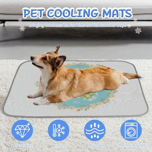 imiBBWQu Summer 27" 22" Cooling Dog Bed Cute Easter Eggs Bunny Green Dog Cooling Mat Washable Personalized Pad for Cats