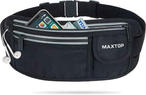 Slim Running Belt Fanny Packs for Women Men, Reflective Waist Pack Phone Holder for Fitness Workout, Water Resistant