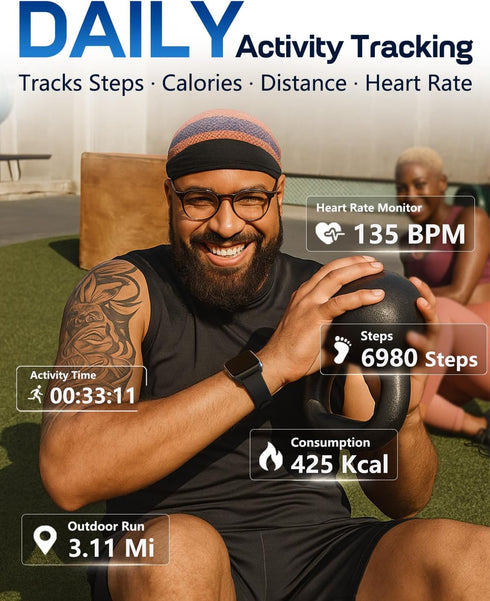 MorePro 24/7 Counter, IP68 Fitness Tracker with Heart Rate & Blood Pressure Monitor, Blood Oxygen & Sleep Tracker