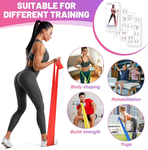 Resistance Bands, 5 Pcs Elastic Stretch Bands for Fitness, Yoga, Pilates, and Strength Training at Home