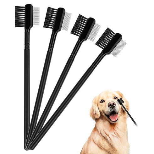 LUTER 4 Pcs Tear Stain Remover Comb - Double-Sided Multifunctional Dog Eye Comb Brush for Grooming