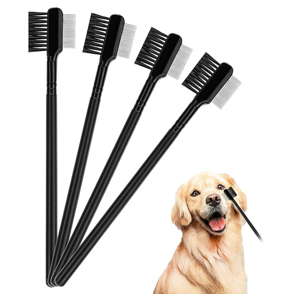 LUTER 4 Pcs Tear Stain Remover Comb - Double-Sided Multifunctional Dog Eye Comb Brush for Grooming