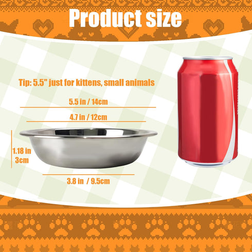4 Pcs Stainless Steel Cat Bowls,5.5 Inches Metal Cat Bowl, Cat Food Bowls for Indoor Cats, Whisker Fatigue Cat Bowl, Shallow Cat Food Dish, Kitten Food Bowl, Elevated Food Bowls for Cats