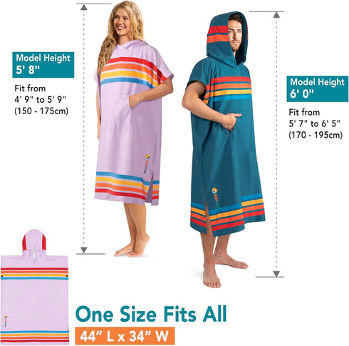 Sunset SUN CUBE Surf Poncho Changing Robe with Hood, Quick Dry Microfiber Wetsuit Changing Towel for Surfing Beach Swim