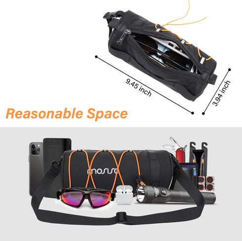 MOSISO Waterproof Bike Handlebar Bag, 2.5L Front Frame Bag with Shoulder Strap, Black