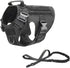 Tactical Dog Harness Vest with Handle, Military Working Training Molle Vest, Black Harness with Leash and Metal Buckles