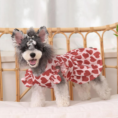 CuteBone Dog Dress Princess Puppy Birthday Dresses with Flutter Sleeves Cat Clothes Outfit for Small Dogs Girl Pet Apparel FX01XXS