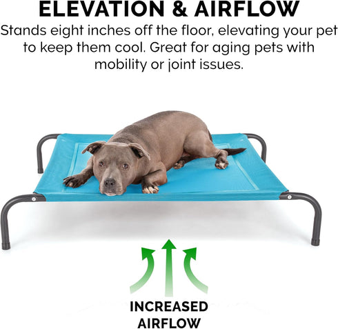 Furhaven Elevated Pet Cots, Cooling & Breathable Nylon Mesh Hammock for Large Dogs, Easy-to-Assemble, Capri Blue
