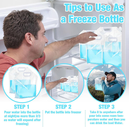 20 1.3 26 Zubebe Pcs x Gallon Water Container Bags Collapsible Emergency Container Bag Gallon Freezable Bpa Free Food