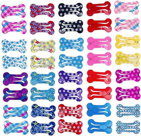 PET SHOW Cute 1" Small Bone Snap Hair Clips - Pack of 20 for Dog Cat Puppy Grooming