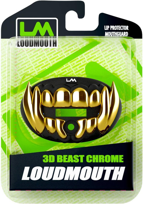 Loudmouth Football Mouth Guard - 3D Chrome Beast Mouthpiece for Adult & Youth Ages 5+