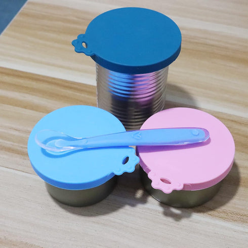 Food Can Covers | 3 Pack Silicone Food Can lids & 1 Can Spoon | One Can Cap Fit Most Standard Size Canned Dog Cat Food(3+1)