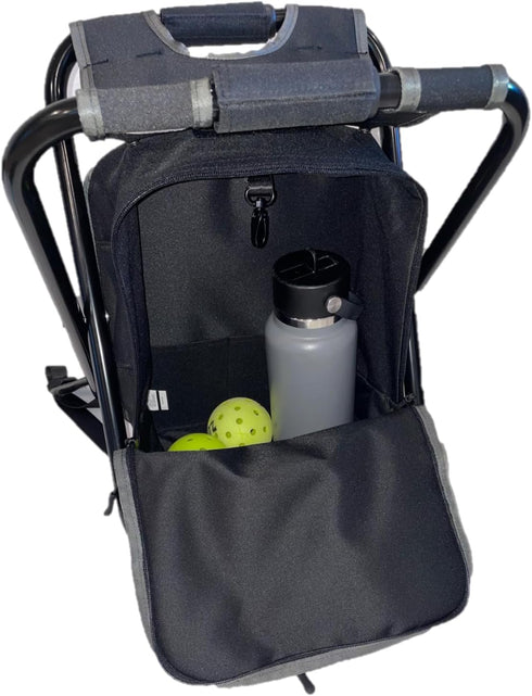 Generic 2 1 in Pickleball Bag and Foldable Chair, Adjustable Bag with Foldable Chair, Paddle Pocket, Compartment