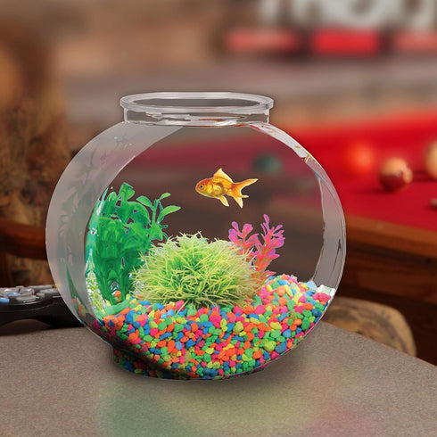 Koller Products 1-Gallon Fish Bowl, Shatterproof Plastic with Crystal Clear Clarity