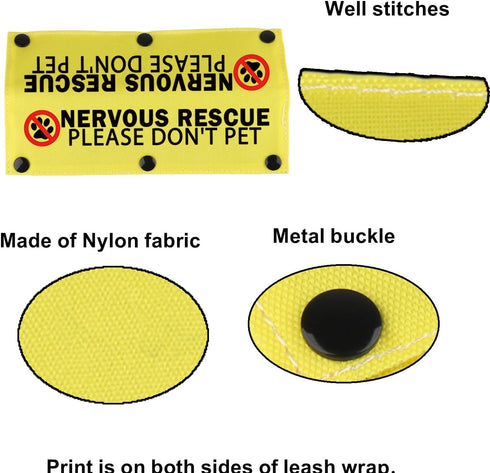 Funny Leash Sleeve, Nervous Rescue Please Don't Pet Wrap Sleeve, Pet Birthday Gift (Please Don't Pet-YE Sleeve)