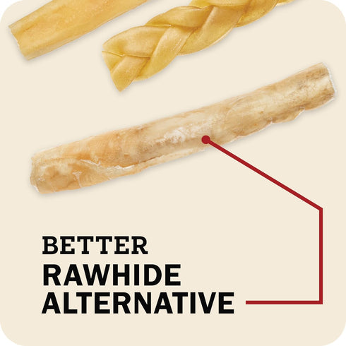 12" 3 Pack Redbarn Pet Products All-Natural Large Beef Collagen Sticks for Dogs - Long Lasting Low-Odor Alternative