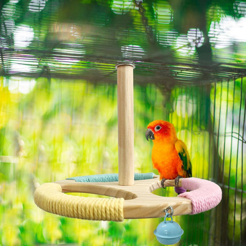 Wooden Spinning Parrot Perch Toy - Fun Exercise Accessory for Birds