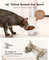 Raised Cat Food Bowl Ceramic, 15° Tilted Design, Anti Vomiting Backflow Prevention for Cats and Small Dogs, Blue