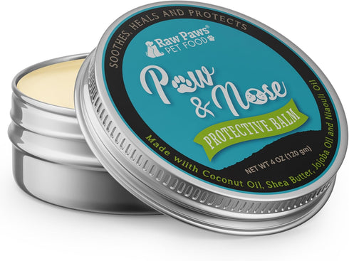 Raw Paws Paw Wax for Dogs & Nose Balm - 4-Ounce Value Size Paw Cream & Wax for Dry, Cracked Pads & Snouts