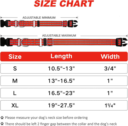 Martingale Dog Collar, Adjustable Nylon Reflective Collar with Quick Release Buckle (Bright Orange, Large)