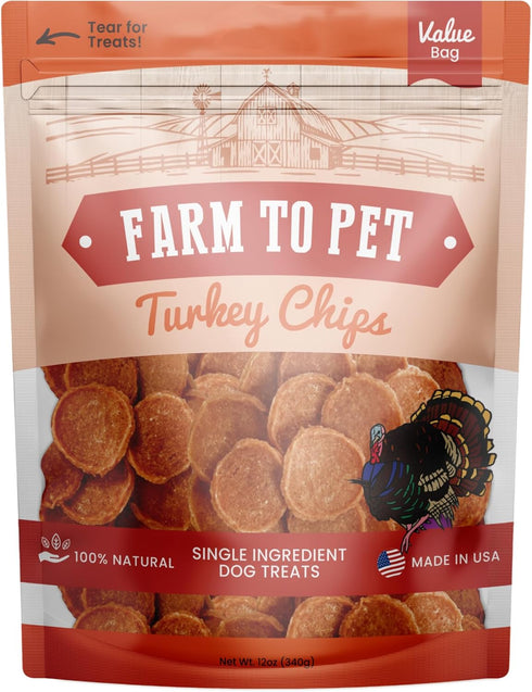 Dog Training Treats - Turkey Chips, Single Ingredient, All Natural, Healthy for Small, Medium, Large Breeds