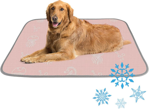 imiBBWQu Dog Cooling Mat Jellyfish Seahorse Pink Ocean Dog Cool Mat Washable Summer